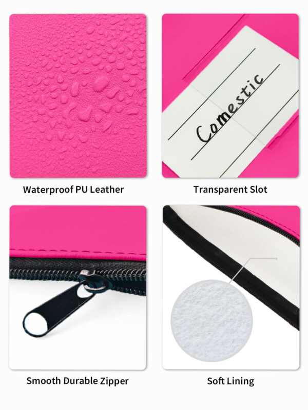 2-Pack Bank Deposit Money Bags with Zipper, 11 x 6 Inches, PU Leather Cash Pouches with Label, for Coins, Cosmetics, Bills, Tools, Hot Pink & Light Blue - 图片 7